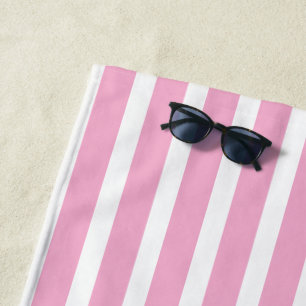 Custom Name Bride Pink Stripe Bachelorette Gift Beach Towel