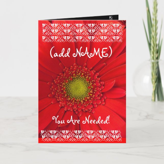 (Custom Name) BRIDESMAID Bright RED Flower Invitation (Front)