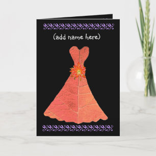 Custom Name - BRIDESMAID Card Pumpkin Orange Gown