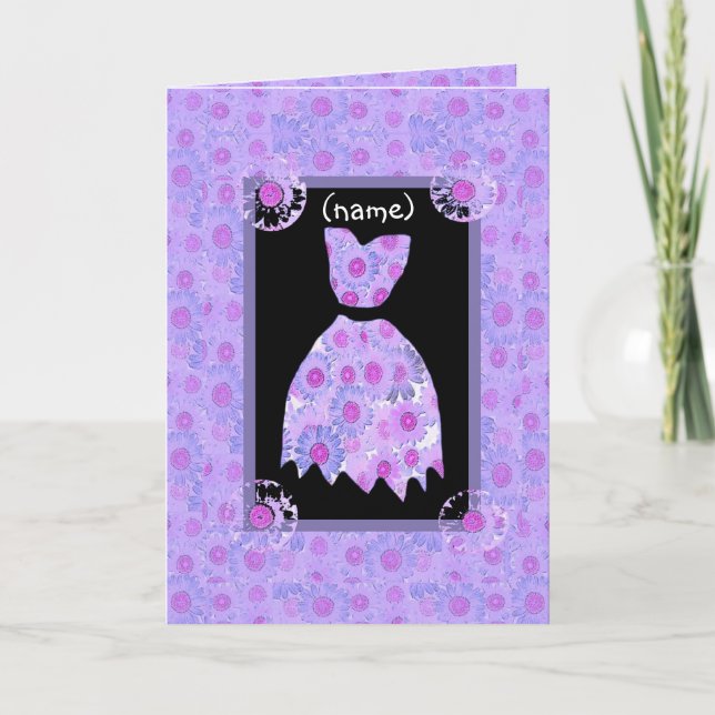 CUSTOM NAME Bridesmaid Invitation PURPLE Dress (Front)