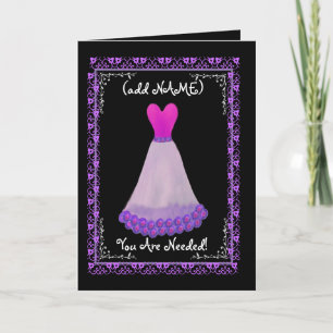 (Custom Name) BRIDESMAID Invitation PURPLE Gown