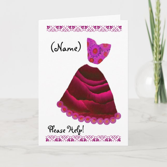 CUSTOM NAME Bridesmaid MAGENTA & RUBY RED Gown Invitation (Front)