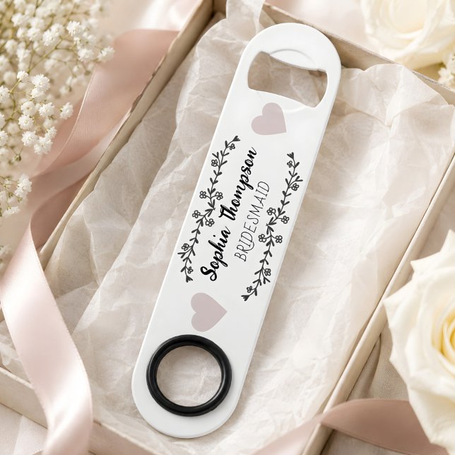 Custom Name Bridesmaid | Modern Minimalist Script  (Wedding Favor bottle opener. )