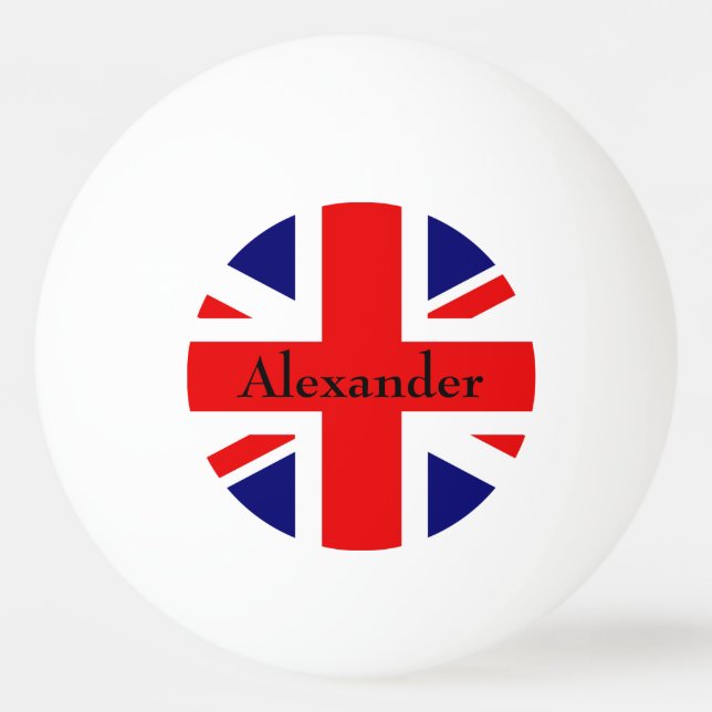 Custom Name British flag Union Jack Ping Pong Ball (Front)