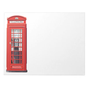 Custom Name British Phone Booth Notepad