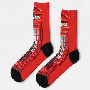 Custom Name British Phone Booth Socks