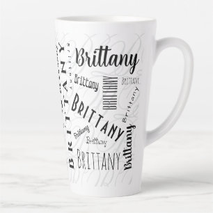 Custom Name Brittany Black White Latte Mug