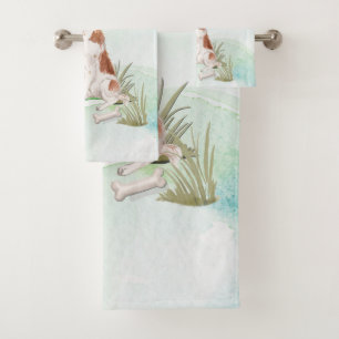 Custom Name Brittany Pet Dog Bath Towel Set