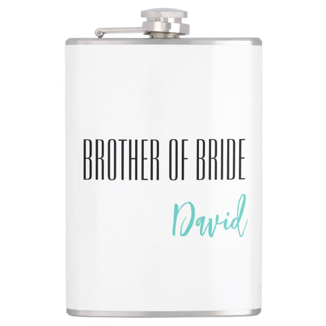 Custom Name Brother Of Bride Flask (Front)