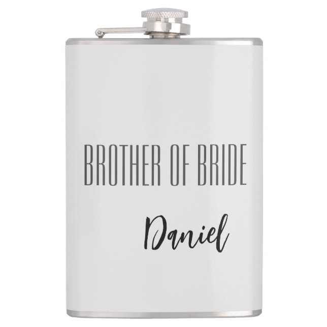 Custom Name Brother Of Bride Flask (Front)