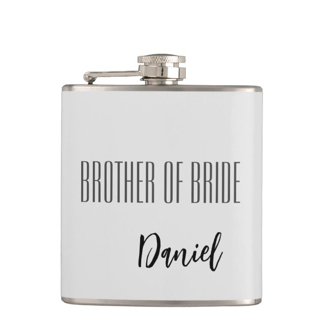 Custom Name Brother Of Bride Flask (Front)