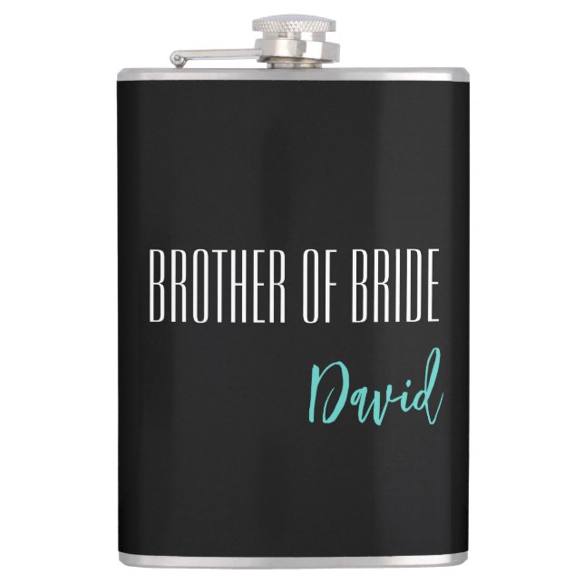 Custom Name Brother Of Bride Flask (Front)