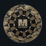 Custom Name Brown Black Camo Dartboard<br><div class="desc">Personalise this brown and black camouflage dartboard with your name and initial. Great gift for a teen boy. Designed for you by Blackberry Boulevard.</div>