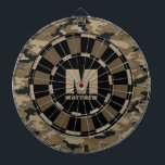Custom Name Brown Black Camo Dartboard<br><div class="desc">Personalise this brown and black camouflage dartboard with your name and initial. Great gift for a teen boy. Designed for you by Blackberry Boulevard.</div>