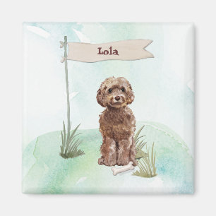 Custom Name Brown Cockapoo Pet Dog Magnet