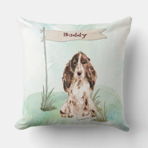 Custom Name Brown Cocker Spaniel Pet Dog Cushion