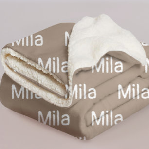 Custom Name Brown Cosy Blanket Gift for Her or Him