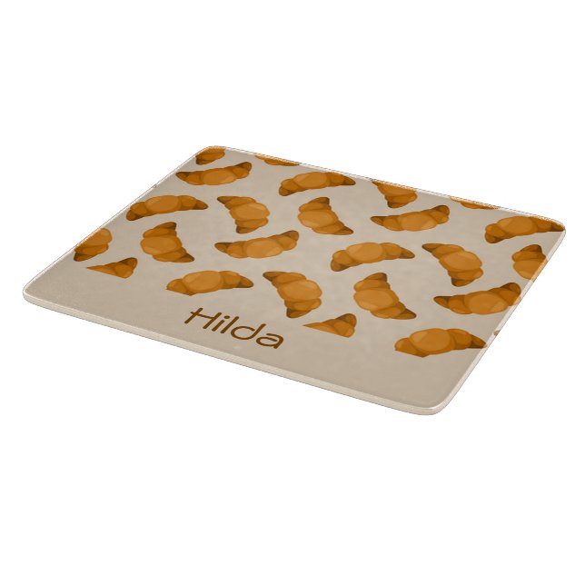 Custom name brown croissants pattern cutting board (Corner)