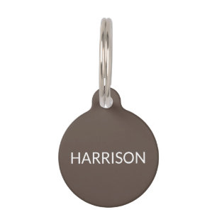 Custom name brown dog cat contact Info simple Pet Tag