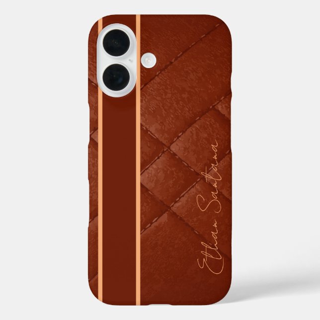 Custom Name Brown Leather Case-Mate iPhone Case (Back)