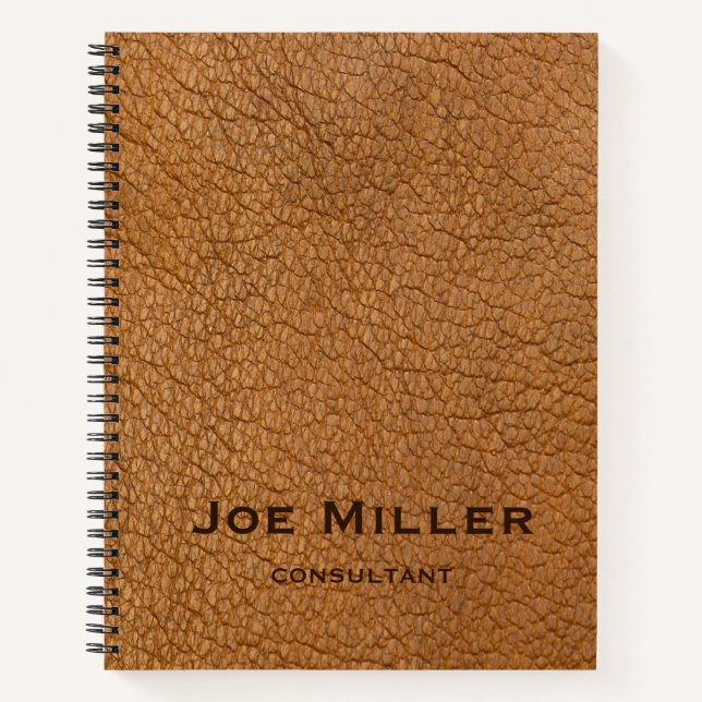 Custom name brown leather notebook (Front)