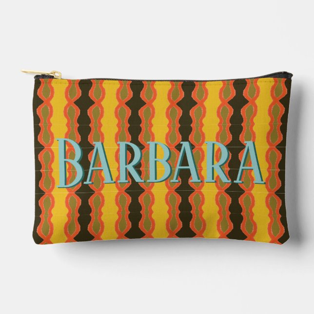 Custom Name Brown Orange Yellow  Accessory Pouch (Front)