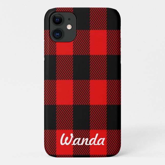 Custom Name Buffalo Plaid Case-Mate iPhone Case (Back)