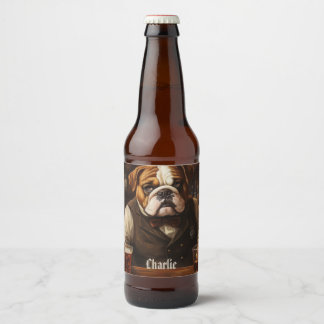 Custom Name Bulldog Bartender  Beer Bottle Label