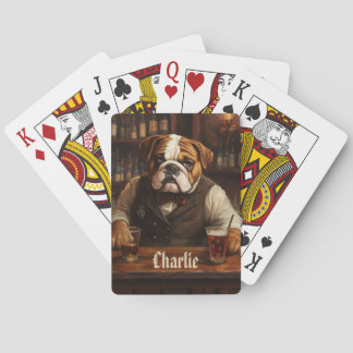 Custom Name Bulldog Bartender  Playing Cards