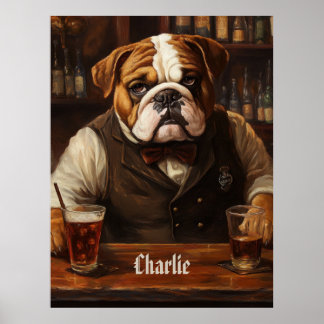 Custom Name Bulldog Bartender  Poster