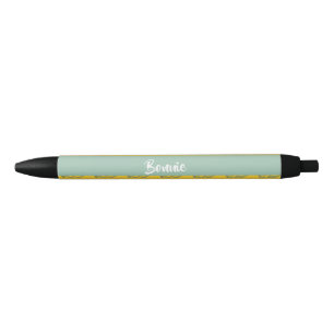 Custom name bunnies on yellow black ink pen