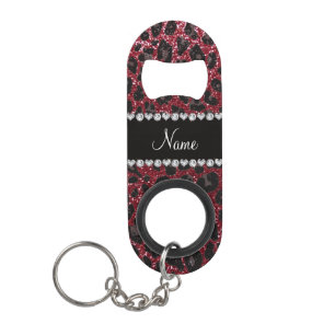 Custom name burgundy glitter leopard print