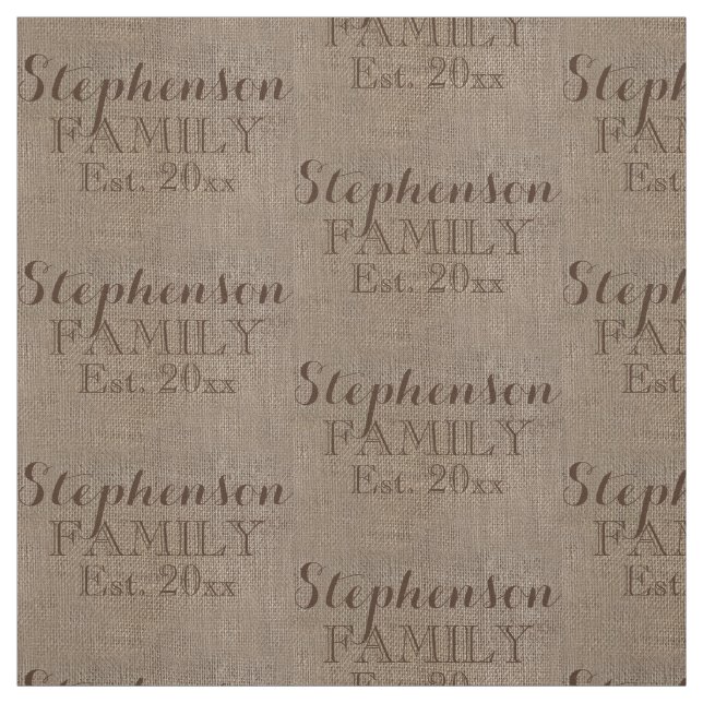 Custom Name Burlap Rustic Print Fabric (Swatch)