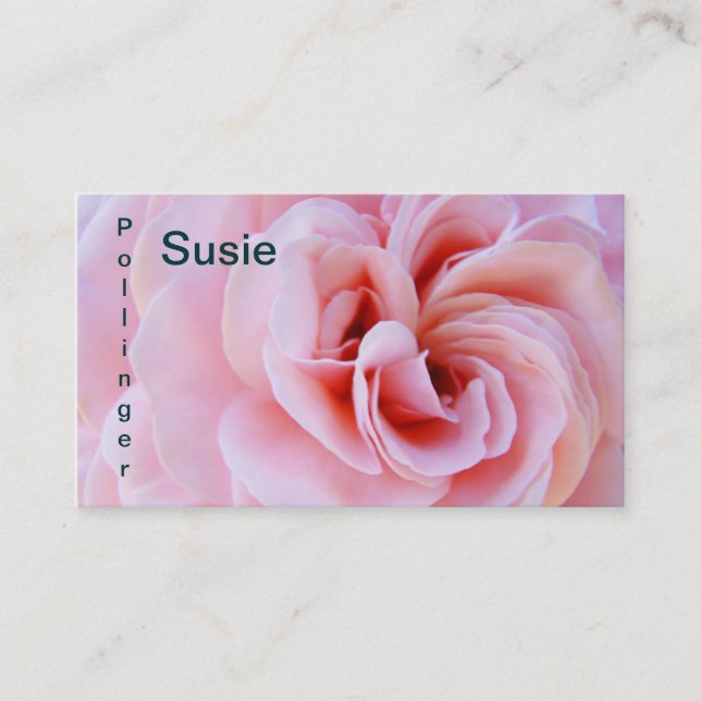 Custom Name Business Cards Pink Rose Flower (Front)