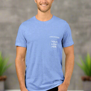 Custom Name & Business Logo Professional Blue  Tri-Blend Shirt