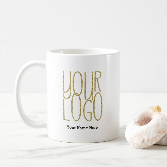 Custom Name Business Promotional Logo Template Coffee Mug (With Donut)