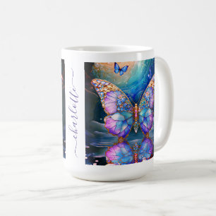 Custom Name Butterfly Blue Purple Gift for Her Coffee Mug