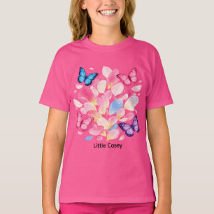 Custom Name Butterfly & Flower Kids T-Shirt