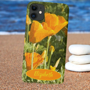 Custom Name California Poppy Flower Texture iPhone 11 Case