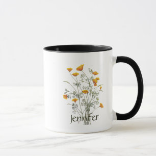 Custom Name California Poppy Wild Flower Art  Mug