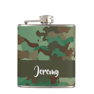 Custom name camouflage pattern hip flask