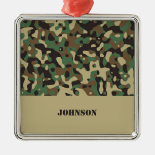 Custom name camouflage pattern metal tree decoration