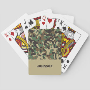 Custom name camouflage pattern playing cards