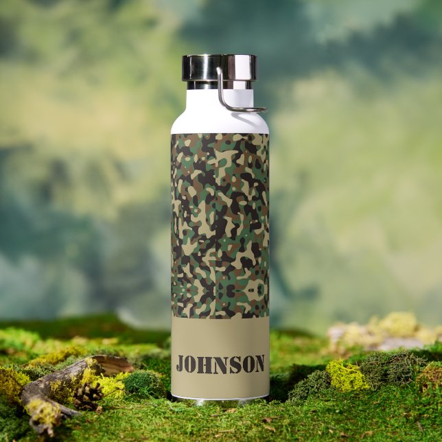 Custom name camouflage pattern water bottle (Outdoor)
