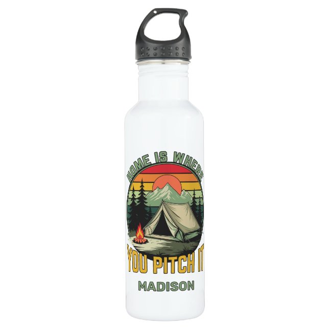 Custom Name Camping 710 Ml Water Bottle (Front)