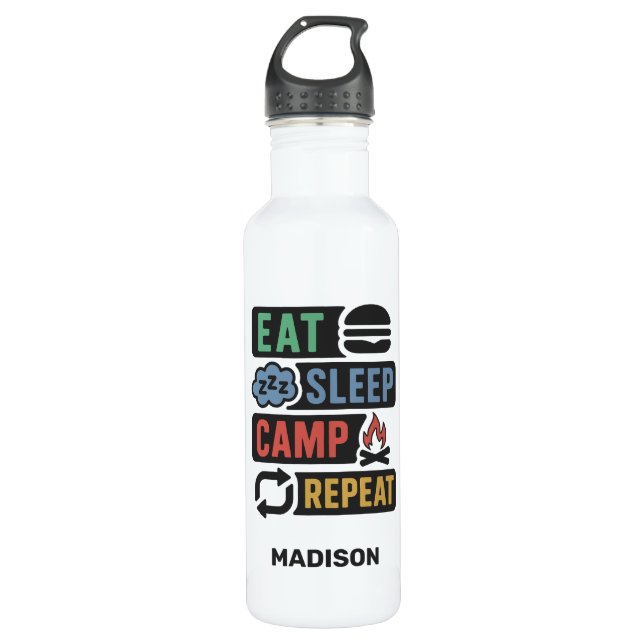 Custom Name Camping 710 Ml Water Bottle (Front)