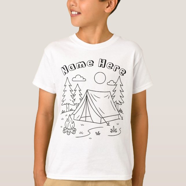 Custom Name Camping Coloring Illustration T-Shirt (Front)