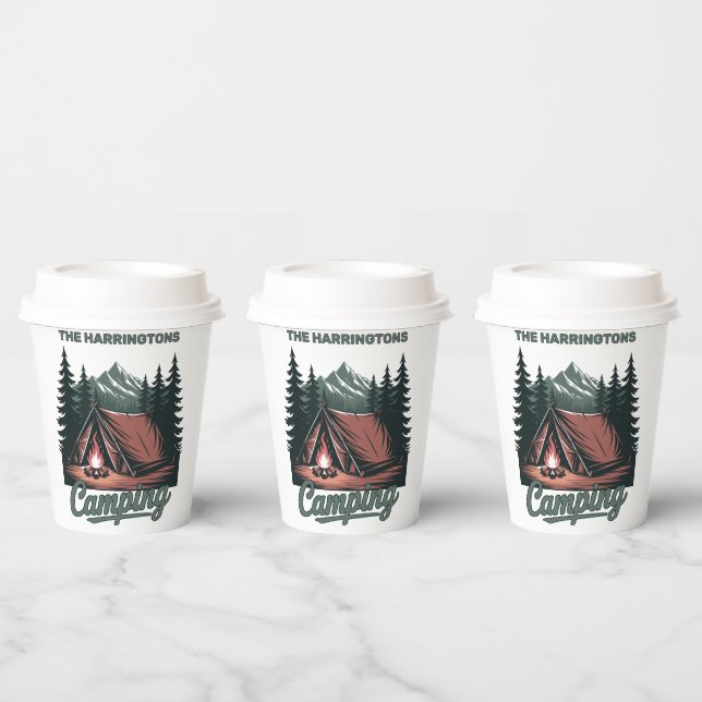 Custom Name Camping Paper Cups (Multi)