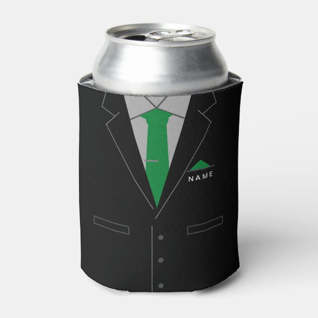 Custom Name Can Cooler with Business Black Suit (Can Front)