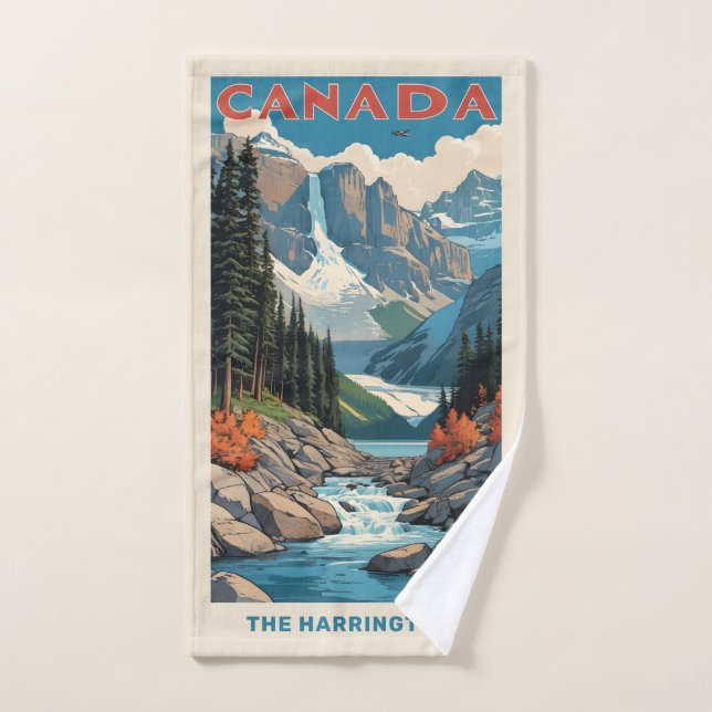 Custom Name Canada Travel Poster Hand Towel (Hand Towel)